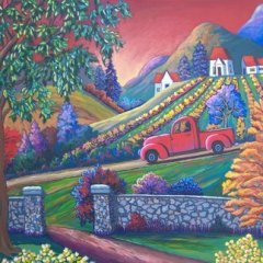 "Driving Past the Rock Wall" 24x30 Acrylic/Canvas SOLD