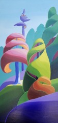 Bärbel Smith  - Hillside Gathering - 36X18" - Acrylic on Canvas