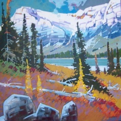 Winters Arrival - Bow Lake - 40x40 - acrylic-canvas - SOLD