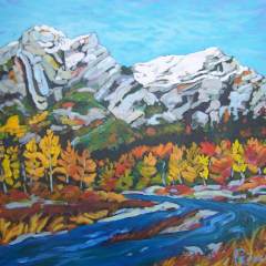 Christine Reimer - Autumn in the Rockies - 36x36" - acrylic/canvas