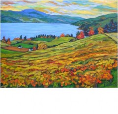 Christine Reimer - Golden Sky over Autumn Vineyards - 30x40" - acrylic/canvas