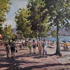 Dale Byhre - A Day At Gyro -Beach - 24X48" - Oil on Canvas