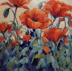 Dawn Brandel - Crimson Season - 30X30" - Acrylic / Canvas