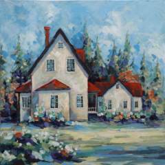 The-Guest-Cottage-6x16-acrylic-canvas-SOLD