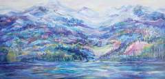 Mountain Lake Reflections - 18X36 - oil-canvas