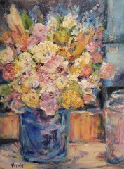 Summer-Flowers-In-A-Blue-Vase-9X12-oil-panel