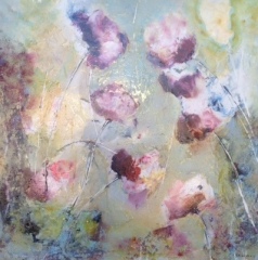 Shades of Pink - 40x40" - mixed-media-canvas - SOLD