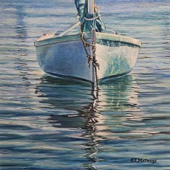 Anchored In The Harbour - 12X12" - Oil on Panel
