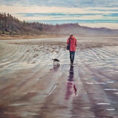 She Likes Long Beach Walks - 36X36" - Oil on Canvas