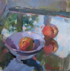 Peaches Reflected - 20x20" - oil-panel - $2800 - unfr