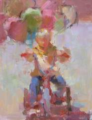 Tricycle and Balloons - 11x14 - oil-baltic-birch  - unframed