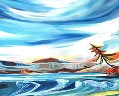 "Kalamalka Kayak Journey" 18x72 Acrylic/Canvas SOLD