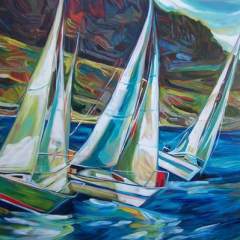 "Sailing the Okanagan" 48x48 Acrylic/Canvas SOLD