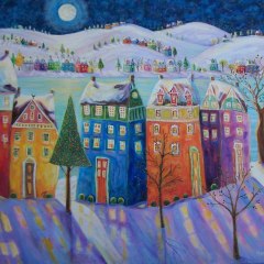 Winter Moon - 30 x 36" - Acrylic-Canvas - Unframed-