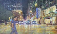 Michael Jell - A Walk Down Robson - 24" x 40" – Oil / Canvas