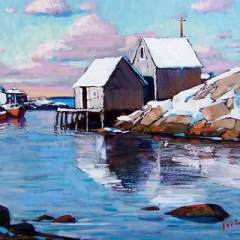 Winter - Peggy's-Cove - 8x10 - acrylic/panel - SOLD