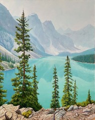 Ray Swirsky  - Smokey Day At Moraine Lake  - 40X32" - Oil on Canvas