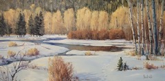 Ron Hedrick - First Snowfall Rural Lumby - 24 x 48 - Oil / Canvas