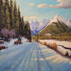 Ron Hedrick - Kananaskis Winter Road - 36 x 36 - Oil / Canvas