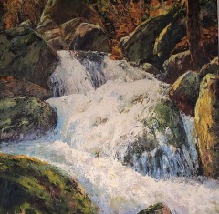 Ron Hedrick - Roaring Cascades - 36 x 36 - Oil / Canvas