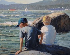 Ron Hedrick - Seaside Buddies - 24 x 30 - Oil / Canvas