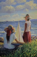 Ron Hedrick - Sunny Shoreline - 36 x 24 - Oil / Canvas