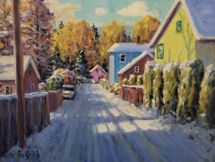 Ron Hedrick - Winter Alley - 18 x 24 - Oil / Canvas