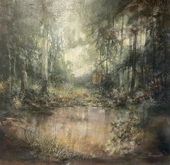 Lakeshore - Ihor's Cabin  -  48"X 72"  -  MIxed Media Canvas