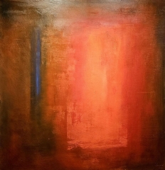 Red Flood - 48"X 48" -  MIxed Media Canvas