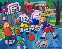 Basketball with Friends - 11x14 - acrylic-canvas