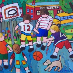 Basketball with Friends - 11x14 - acrylic-canvas
