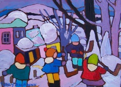 Terry Ananny - First Snow - 5x7 - acrylic-canvas