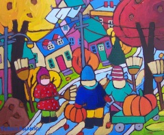 Terry Ananny - Getting the Pumpkin - 10x12 - acrylic-canvas