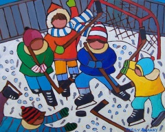 Saturday at the Hockey Rink - 11x14 - acrylic-canvas
