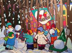 The Snowmen - 12x16 - acrylic-canvas