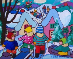 Terry Ananny - Up to the Tobogganing Hills - 8x10 - acrylic-canvas