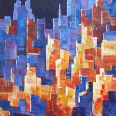 "City Lights" 24x12 Acrylic/Canvas SOLD